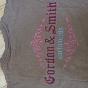 Gordon & Smith Surfboards VTG Brown Long Sleeve T Logo Front & Back Mens L Rare